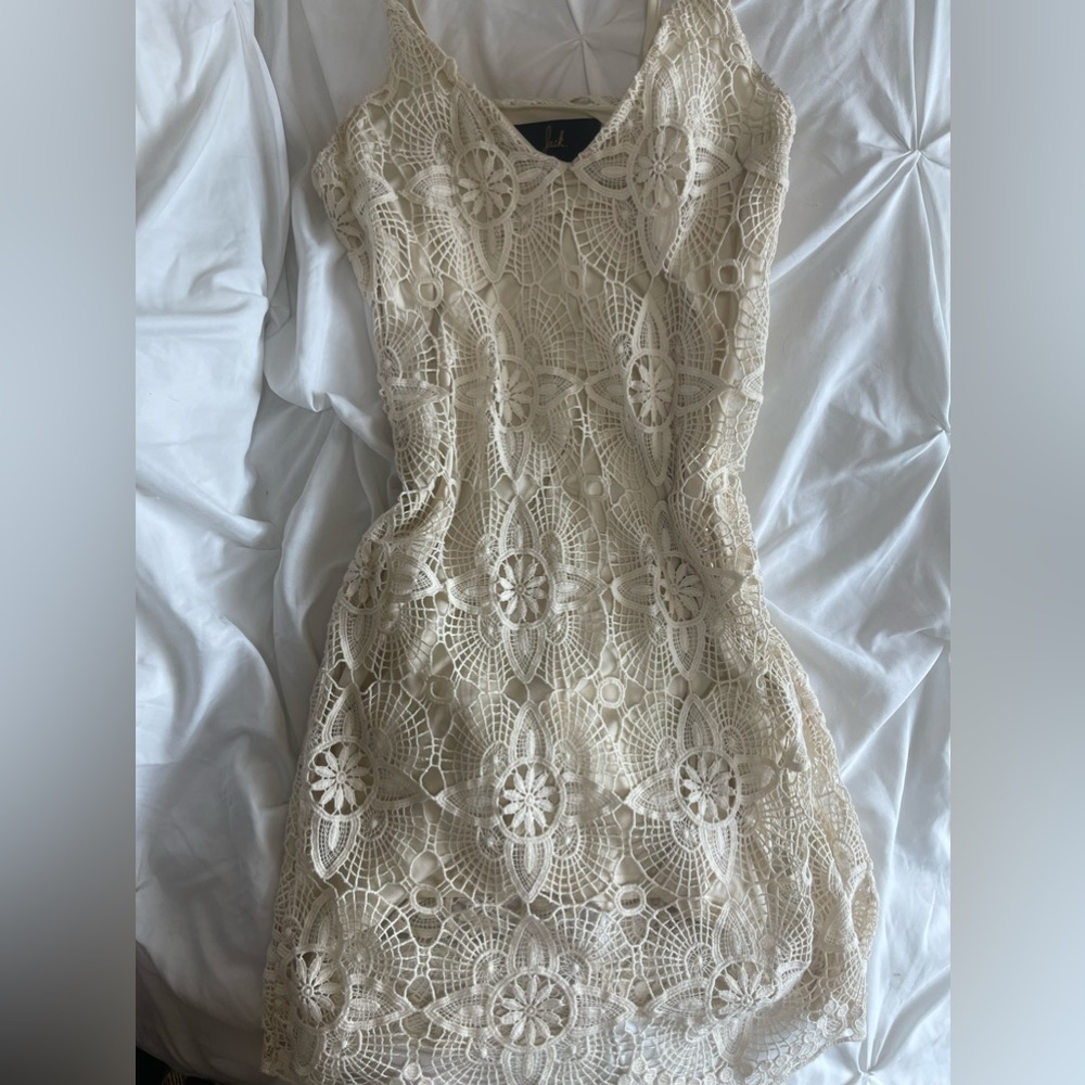 Cream crocheted cami dress